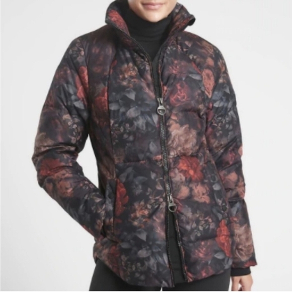 Athleta Downtown Floral Printed Down Puffer Jacket - Size XXS - Picture 1 of 16